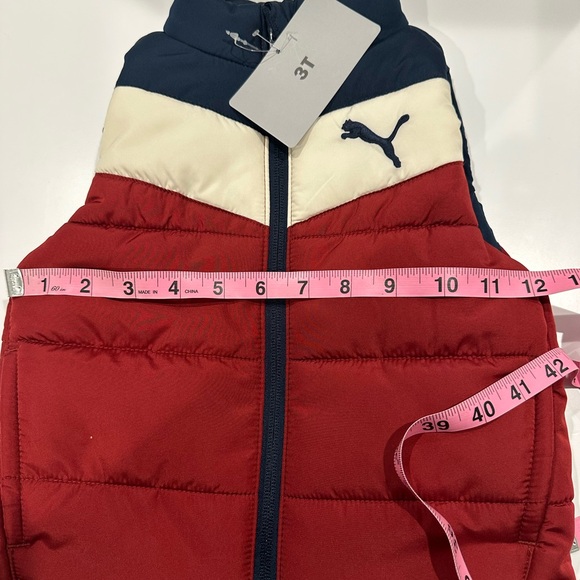 Puma Boys Red and Navy Puffer Jacket Vest, NWT, 3T - Picture 8 of 9